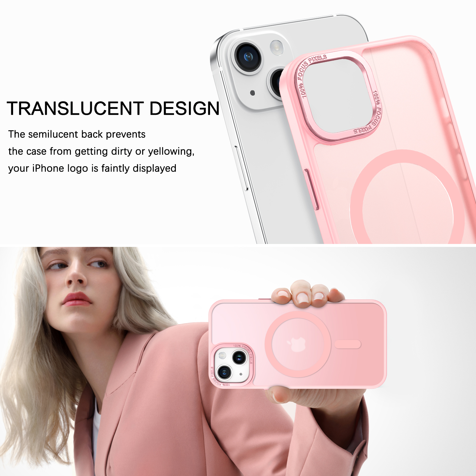 BENTOBEN iPhone 13/14 Slim Matte Pink Case with MagSafe photo 6