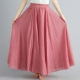 thumbnail image 6 of Riforla Womens Solid Color Half Skirt Elastic Waist A Line Skirt Long Half Skirt Pleated Skirt Girls Pink 85cm, 6 of 7