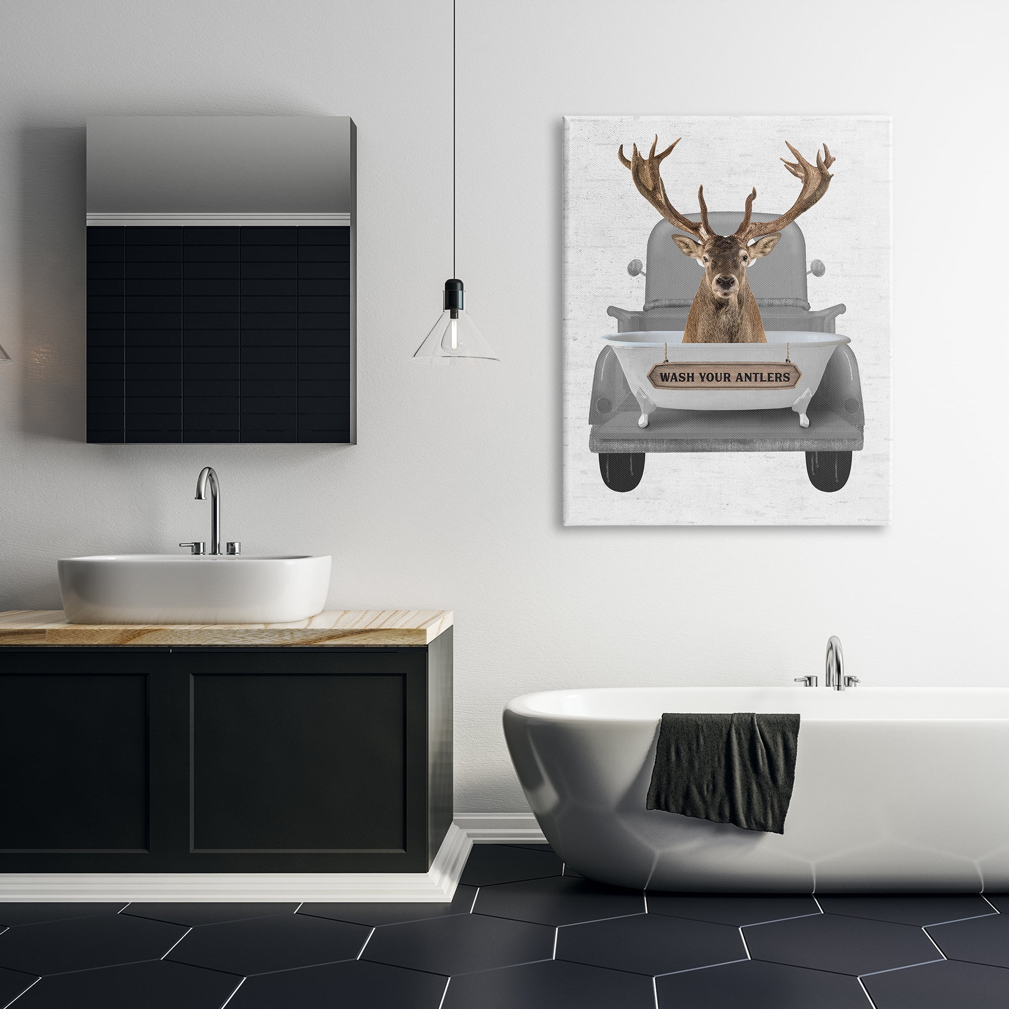 Stupell Industries Wash Your Antlers Deer Animals & Insects Painting Gallery Wrapped Canvas Print Wall Art, 36 x 48