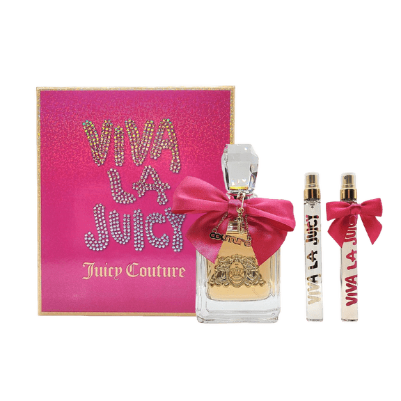 Viva La Juicy by Juicy Couture 3 PC Set for Women: 3.4 Eau de Parfum Spray   0.33 oz Eau de Parfum Spray   Gold Couture 0.33 oz Eau de Parfum Spray