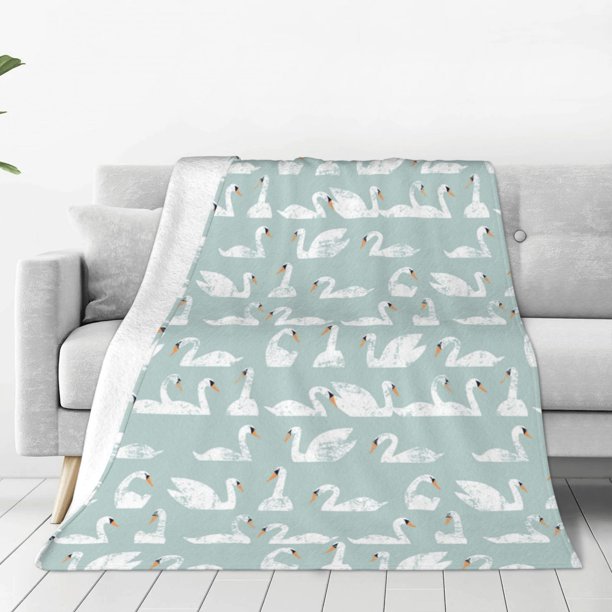 Balery White Swan Manta de Felpa Suave y Acogedora – Cobija de Franela Aterciopelada para Cama, Lavable y Cálida para Sofá, Mascotas, Transpirable-80"x60"
