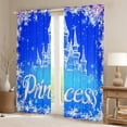 thumbnail image 2 of Manfei Dreamy Castle Curtains Pack of 2 (42x84 Each) for Girls, Princess Print Curtains Blackout, Blue White Snowflakes Bedroom Curtains, Luxurious Home Decor, 2 of 6