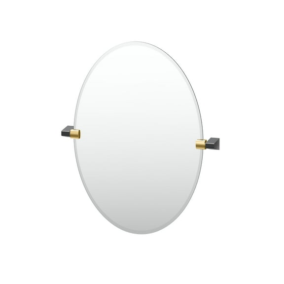 Gatco A-Line 26.5" Frameless Oval Mirror, Brass/Matte Black