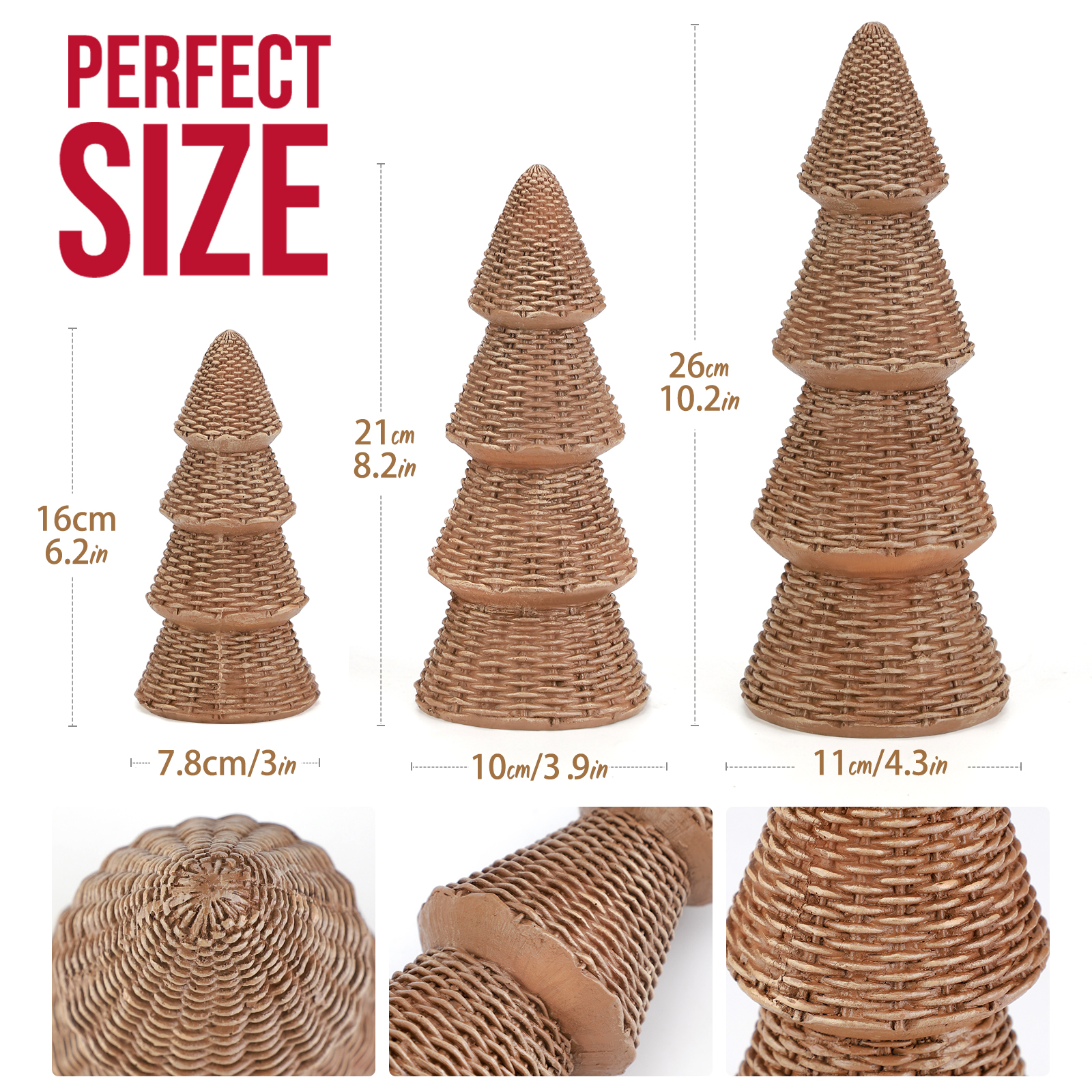 Ayieyill 3-Piece Woven Resin Tabletop Christmas Trees photo 2