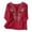 Red, variant on Linen 3/4 Sleeve Button Shirts Summer Boho Peasant Casual Gauze Clothes Embroidered Tops for Women Black L
