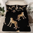 thumbnail image 2 of Homewish Leopard Black Brown Twin 3-Piece Reversible Girls Boys Luxury Chic Wild Cheetah Cartoon Sheet Set, 2 of 7