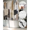 thumbnail image 5 of Split Shower Curtain for Transfer Bench, Modern Black Brown Fabric Shower Curtains for Bathroom, Abstract Oil Painting Art Tub Sliding Transfer Bench Waterproof Bath Curtains 72"x72", 5 of 9