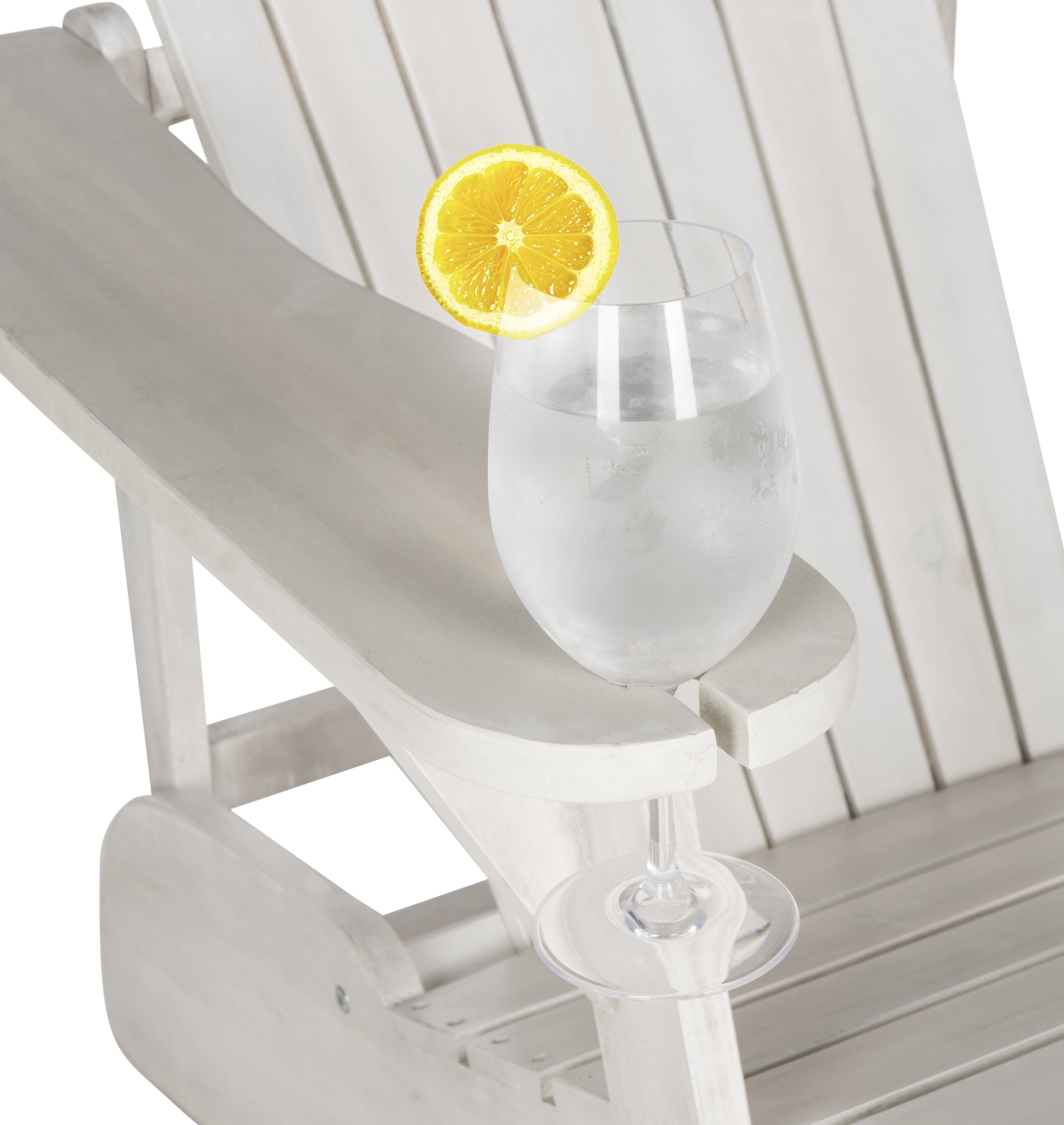 Safavieh Vista Outdoor Adirondack Chair w/ Wine Glass Holder - White