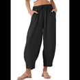 thumbnail image 1 of Pantalones Rectos Holgados Informales de Algodón y , Color Negro, Talla XXL, 1 of 7