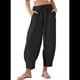 thumbnail image 1 of Pantalones Rectos Holgados Informales de Algodón y , Color Negro, Talla L, 1 of 7