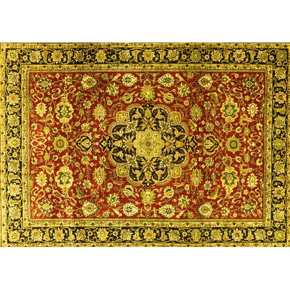 Ahgly Company Indoor Rectangle Persian Yellow Traditional Area Rugs, 8' x 12'