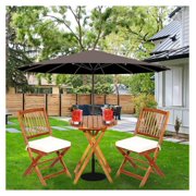 Bistro Table and Chairs Set of 2, Wood Folding Bistro Set for 2 with Detachable Soft Cushions, 3PC Outdoor Wood Bistro Set for Patio, Balcony, Garden & Yard (Natural Color)