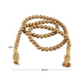 thumbnail image 3 of DecMode Handmade Round Metallic Long Carved Gold Mango Wood Garland with Tassel, 3 of 9