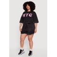 thumbnail image 2 of Women's Plus Size Acid Wash Ruffle Trim Shorts, 2 of 4