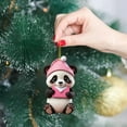 thumbnail image 4 of Panda with Santa Hat Christmas Ornaments 2D Acrylic Cute Cartoon Xmas Tree Hanging Decorations for Holiday Party New Year Supplies Home Decor and Panda Lover Gifts, 1PC, 4 of 5