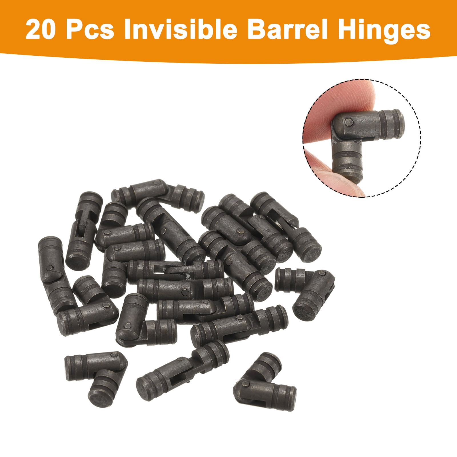 Unique Bargains Invisible Barrel Brass Hinges for Concealed Applications 5x19mm Black