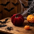 thumbnail image 5 of Hvmvliv Simulated Pumpkin Decoration,Halloween Thanksgiving 4.72in Faux Velvet Fabric Pumpkin Decor Cabinet Display,Versatile Centerpiece for Home,Table,Party Red, 5 of 7