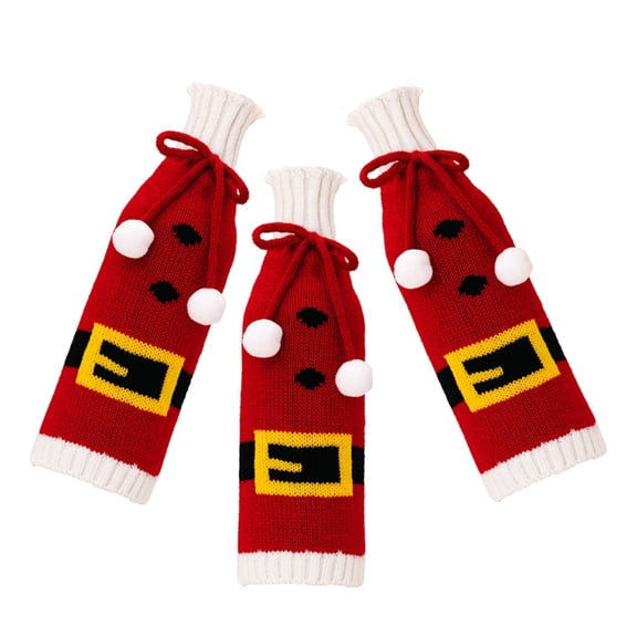 ZPAQI 3Pack Knits Snowflake Wine Bottle Cover Protectors for Seasonal Festivities