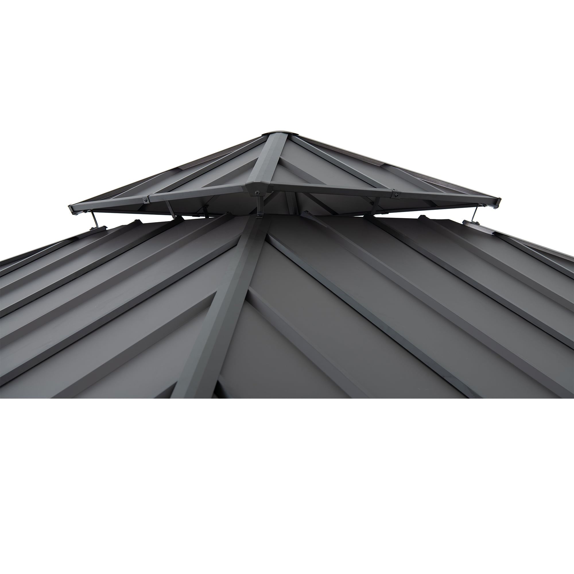 HOMETRENDS 11' x 11' Hardtop Cedar Square Gazebo, Black