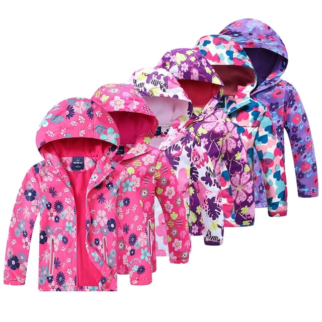 Girls Boys Rain Jackets for Kids Toddler Lightweight Waterproof Raincoats Hooded Rushing Jacket Sports Windbreakers Sizes 3-12T