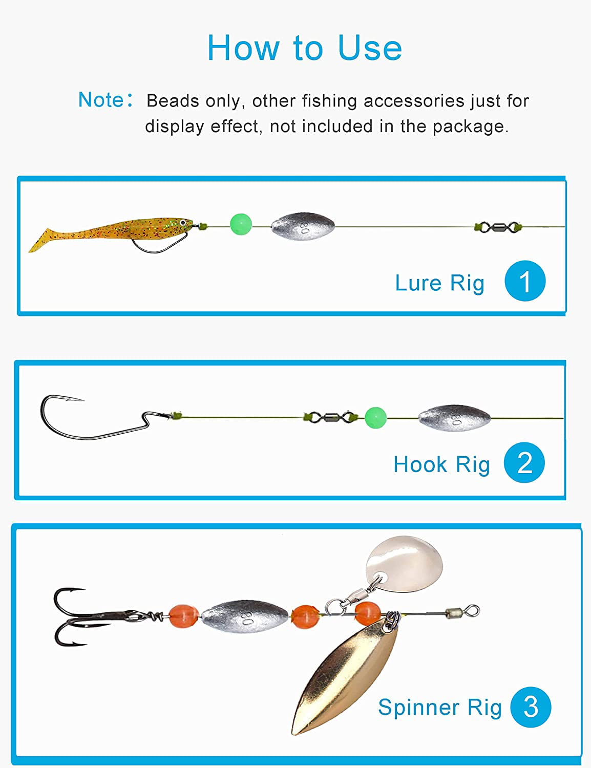 Limei Fishing Beads Assorted Set, 1000pcs 5mm Round Float Glow