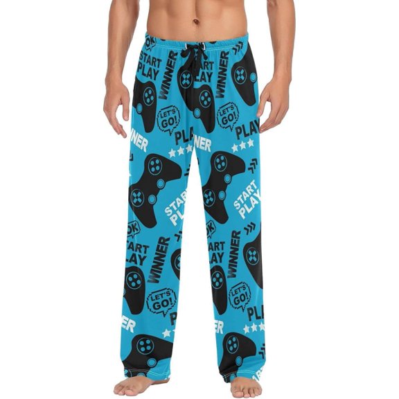 GZHJMY Gamepad Pajama Pants for Men, Lounge Pants Lightweight Men Pajama Bottoms with Drawstring Pockets, Christmas New Year Birthday Gifts, Large