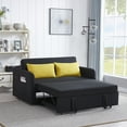 thumbnail image 2 of Holaki Velvet Convertible Loveseat Sleeper Sofa Bed with USB, 2 Seater Couch with Pull-Out Bed with 2 Lumbar Pillows for Small Living Room & Apartment, Black, 2 of 9