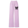 thumbnail image 4 of Girls Wide Leg Cargo Pants with Bow Tie, Elastic High Waist Baggy Sweatpants Pockets Loose Streetwear for, 4 of 4