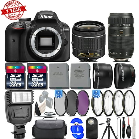 Nikon D3400 24.2MP DSLR Camera 18-55mm VR Lens Nikon 70-300mm Lens- 64GB Mega Bundle