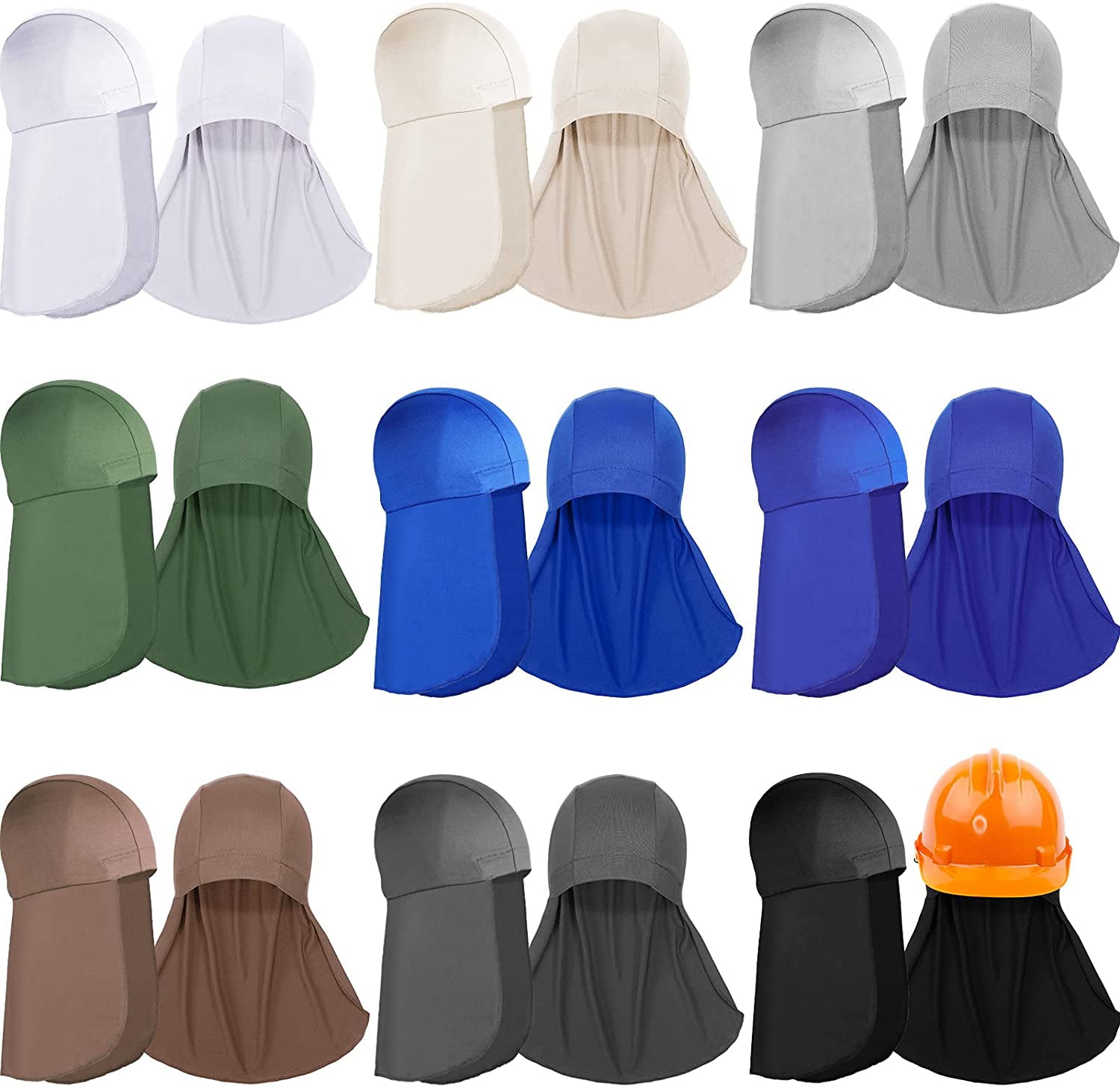 9 Pieces Hard Hat Liner with Neck Flap 