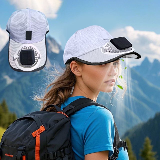 Sombrero Con Carga Solar Y Ventilador, Sombrero De Sol Recargable Por USB, Prenda Refrescante Para Exteriores Con Protección Solar, Diseño De Malla Transpirable