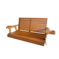 thumbnail image 4 of Innovaze 4 Ft Solid Fir Wooden Porch Swing with Cup Holders, Heavy Duty 880 LBS , All-Weather Resistant for Outdoor Patio Garden, Teak Tone, 4 of 11