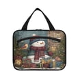 thumbnail image 2 of Travel Hanging Toiletry Bag with 4 Zipped Compartments Waterproof Makeup Accessories Spacious Cosmetic Bag Snowman and Gift Box Medium, 2 of 9