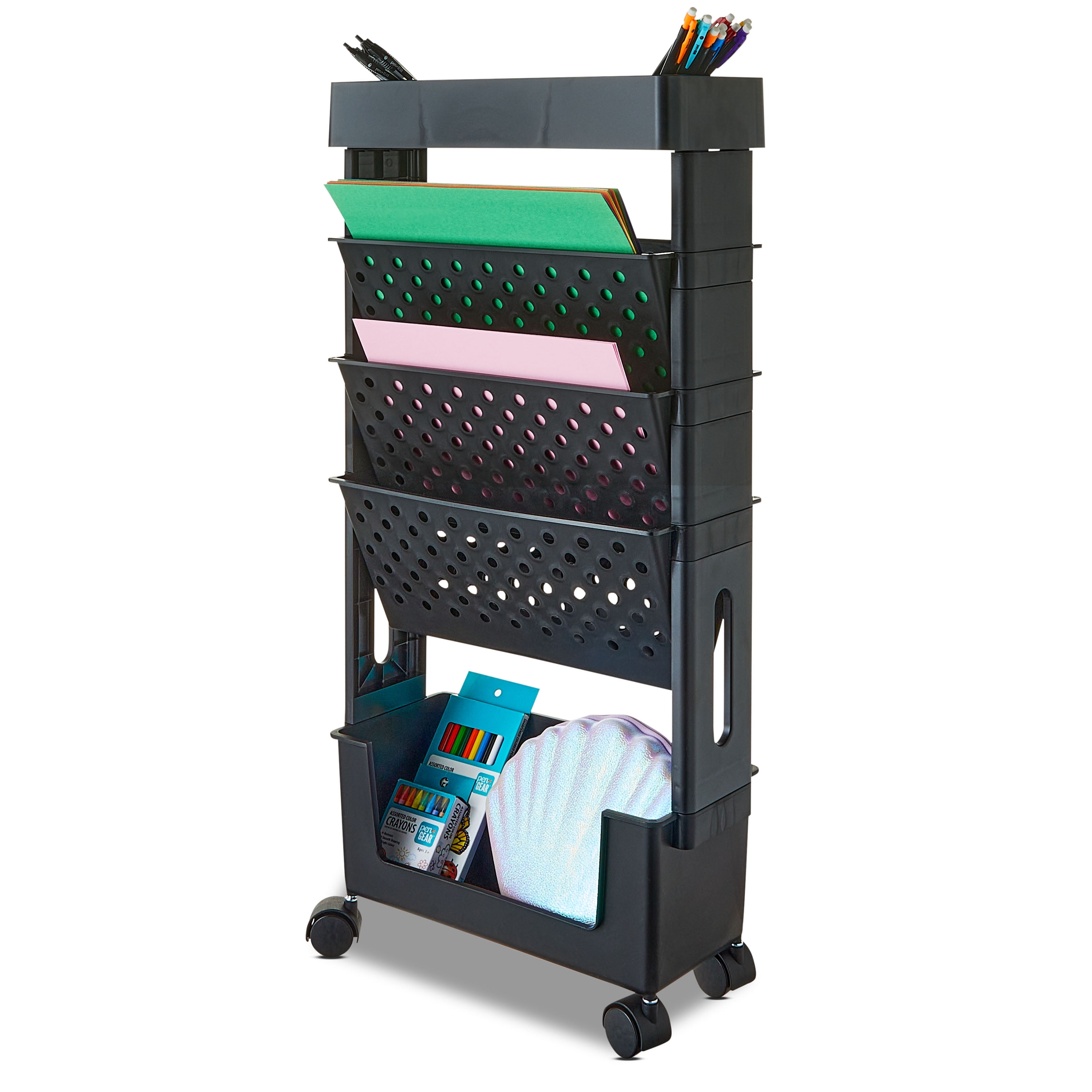 (2 pack) Pen+Gear Tiered Organizing Cart, Black