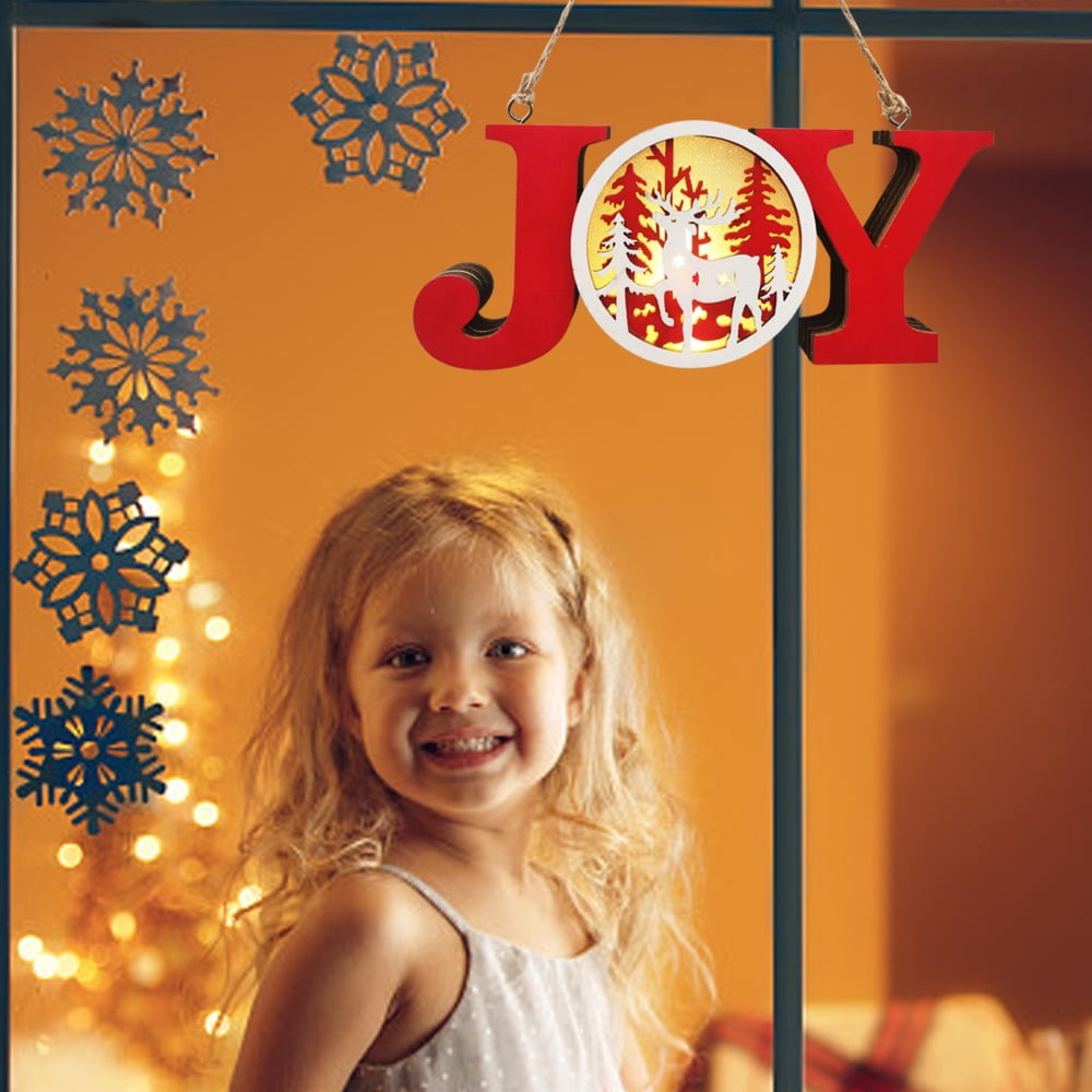 Wood Christmas Tree Pendant Christmas Tree Hang Decorations with LED