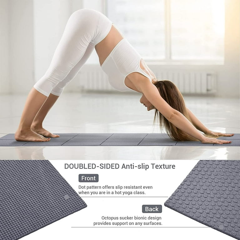 Rywell Yoga Mat Foldable Thick Non-Slip Exercise Mat, Eco-Friendly Portable  Travel Pilates Mat with Carrying Bag — for Hot Yoga/Workout — Men/Women