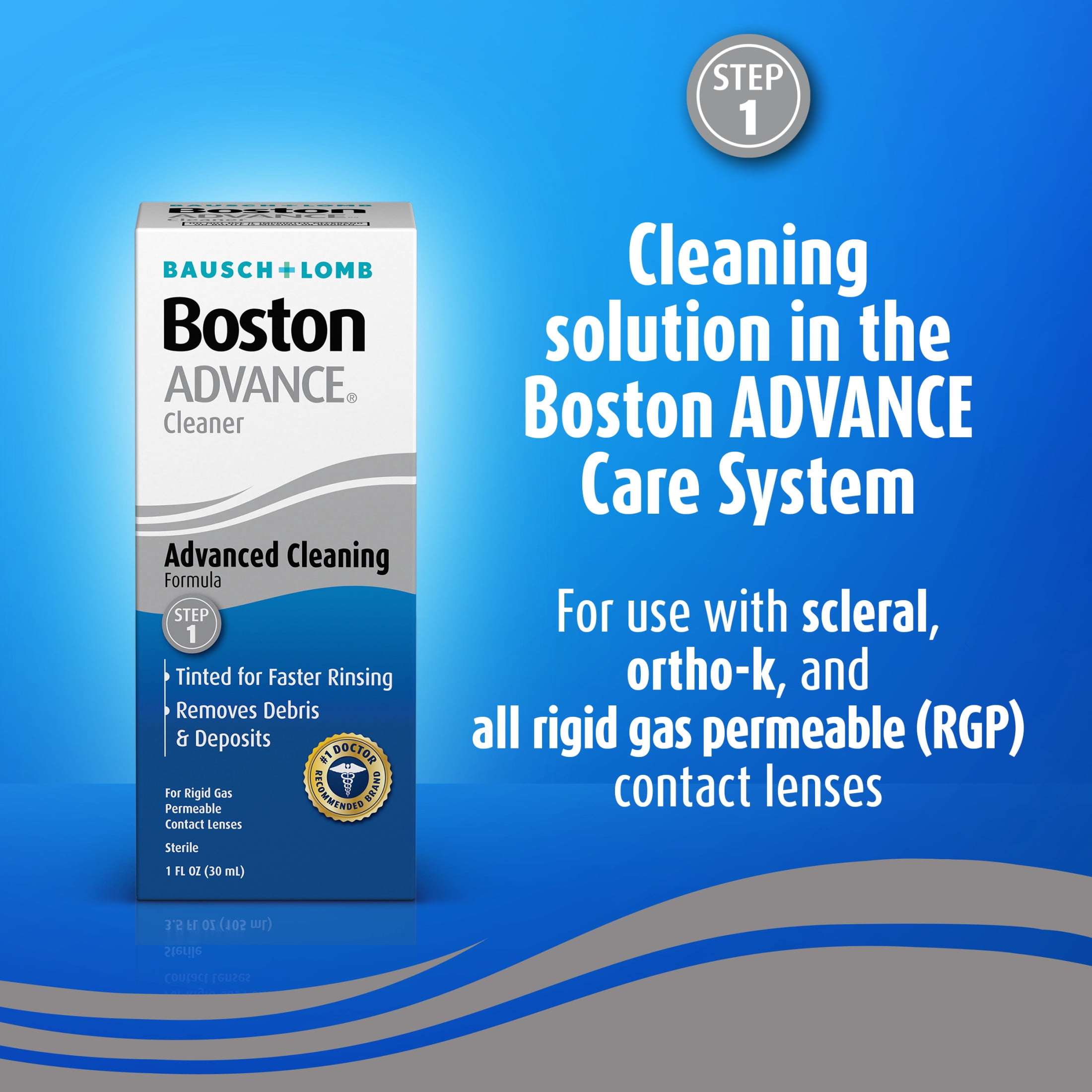 Boston ADVANCE Cleaner Eye Contact Lens Saline Solution for Rigid Gas Permeable Lenses, 1 fl oz