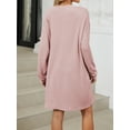 SHIBEVER Women Long Sleeve Dress Casual Crewneck Shirt Dress Winter