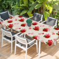 thumbnail image 2 of Red Roses Table Cloths for 8 Foot Rectangle Tables, Valentine's Day Love Floral Beige Country Patio Waterproof Elastic Fitted Tablecloths, Washable Rectangular Table Cover for Camping, 2 of 8