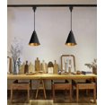 thumbnail image 3 of KAYYELAMP Set of Three Black Metal Cone Shade Inner Gold Track Lighting H-Type 11.8 Inches Woven Black Cord Vintage Track Lamp for Kitchen Dining Table Loft(No Bulb, Track), 3 of 6