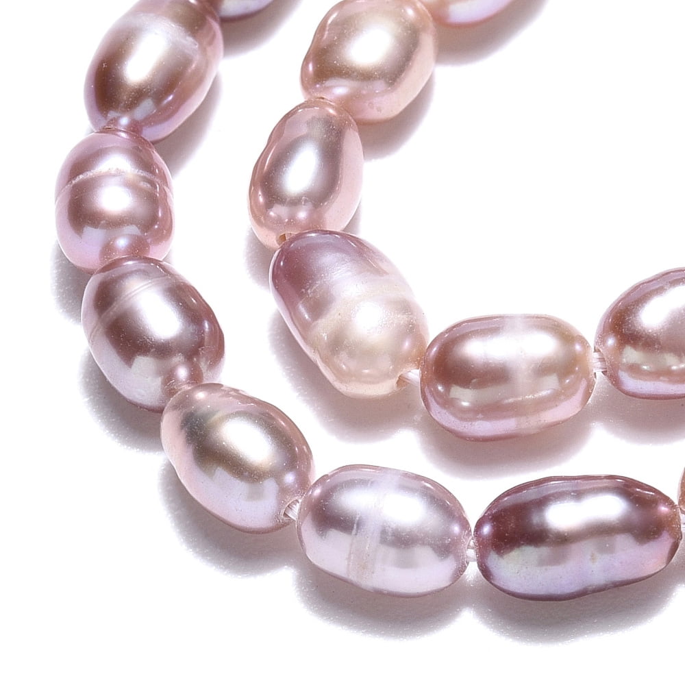 Natural Cultured Freshwater Pearl Beads Strands Baroque Keshi Pearl Rice Beads Thistle 4.5~8.2x3.5~4mm13.98 inch(35.5cm)