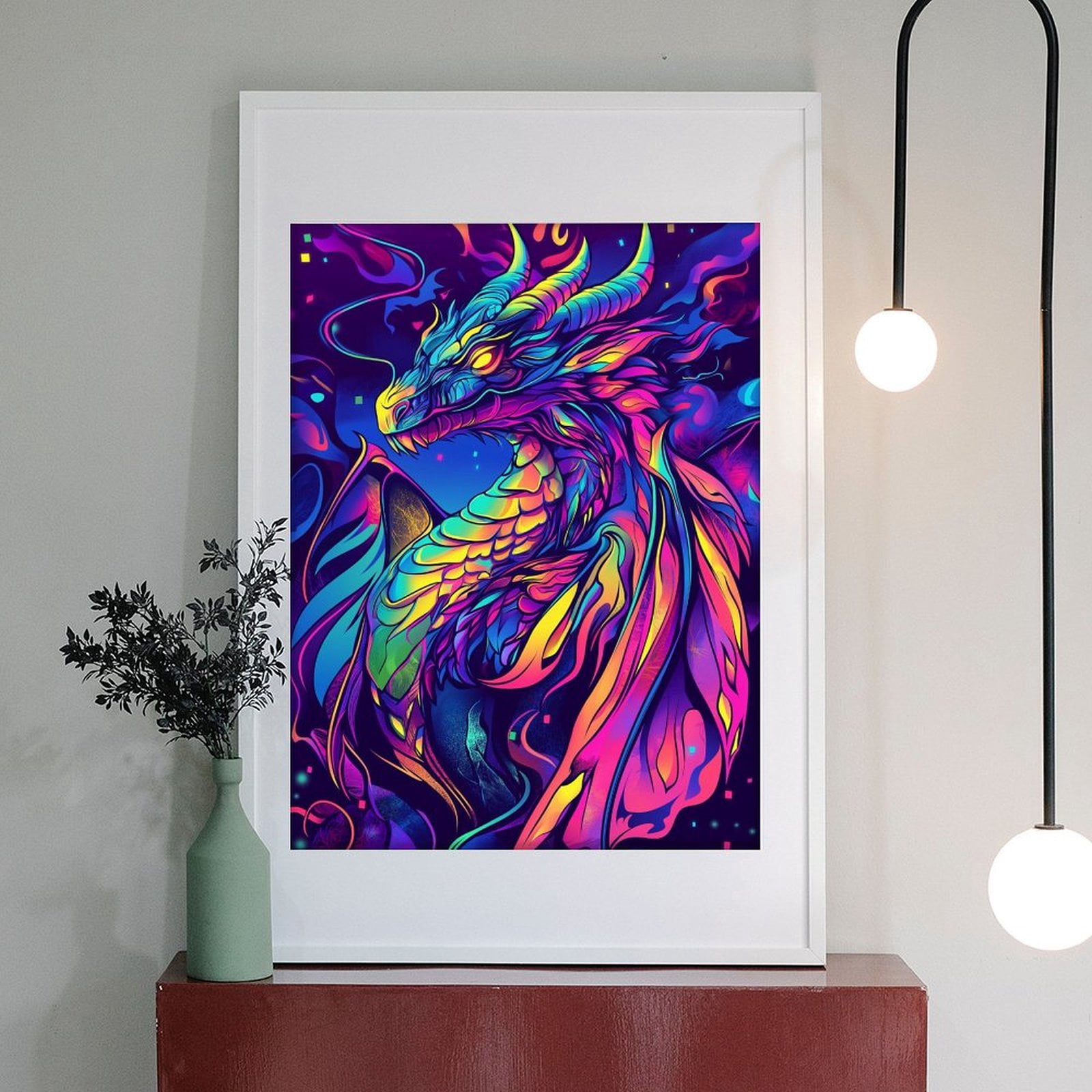 Diamond Art Kits for Adults - 5d Neon Dragon Fantasy Art Diamond Painting for Adults, Diamond Art for Adults Beginners, Diamond Painting Kits for Adults for Home Wall Decor
