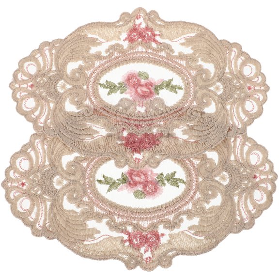WEUVEB Place Mats Lace Placemats Light Brown 2Pcs Easy to Clean Dining Table Decor