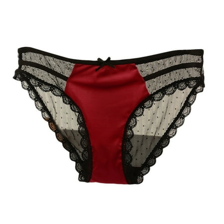 

Knosfe Low Waisted Panties for Women Lace Underwear See Through Briefs One Size