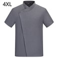 thumbnail image 2 of Uniforme de chef Delantal de cocina de verano de manga corta con bolsillos delanteros Trajes Carnicero Servidor Ropa Suministros para el hogar Absorbedores de humedad Gris 4XL sidaley LF000327-13, 2 of 7