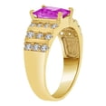 thumbnail image 2 of 14k Yellow Gold, Fancy Cocktail Ring Created Color Rectangular CZ Synthetic Feb Birthstones Size 06.0, 2 of 3