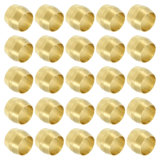 Uxcell 50Pcs Manguitos de Compresión de Latón, Conectores de Latón para Tubo de 1/4 Pulgada OD