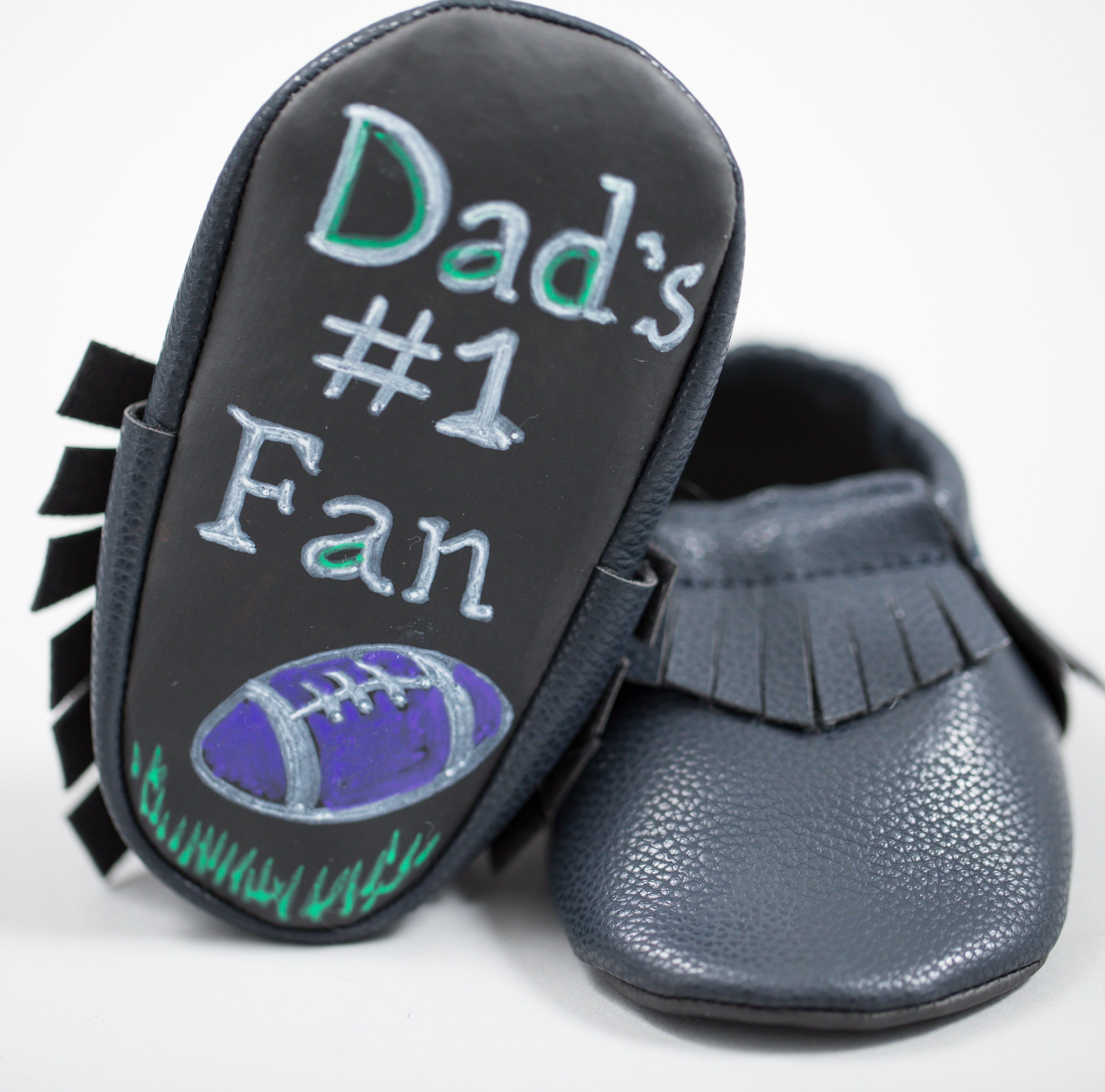 Baby Says Chalkboard Shoes for Infants - Unisex Black Moccasins - 0-3 Months