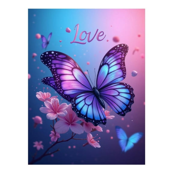 Diamond Art Kit for Adults, Vibrant Butterfly Blossoms Sky Diamond Painting for Adults Beginners, DIY Diamond Art Painting Kits, 5D Diamond Painting Crafts for Home Decor 12x16 Frameless