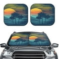 thumbnail image 2 of Haiem Palm Trees Windshield Sun Shade: Universal Foldable 2-Piece Car Front Window Sunshade - Blocks Uv Rays, And Reduces Heat,Essential Car Accessory Medium, 2 of 7